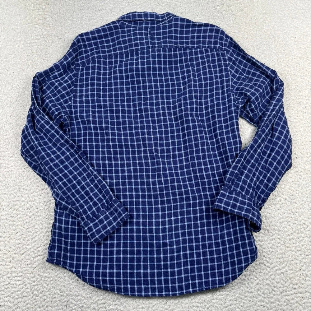Banana Republic Shirt Men's L Camden Standard Fit 100% Linen Lightweight Plaid‎